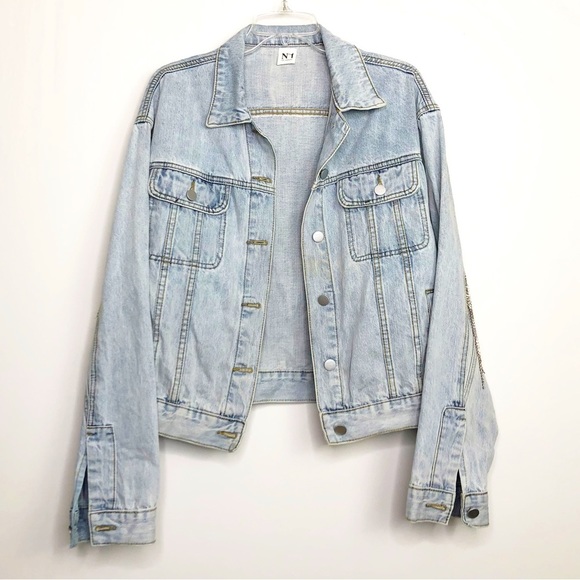 No 1 Los Angeles Jackets & Blazers - N 01 Los Angeles light wash denim jacket with fringe sequins